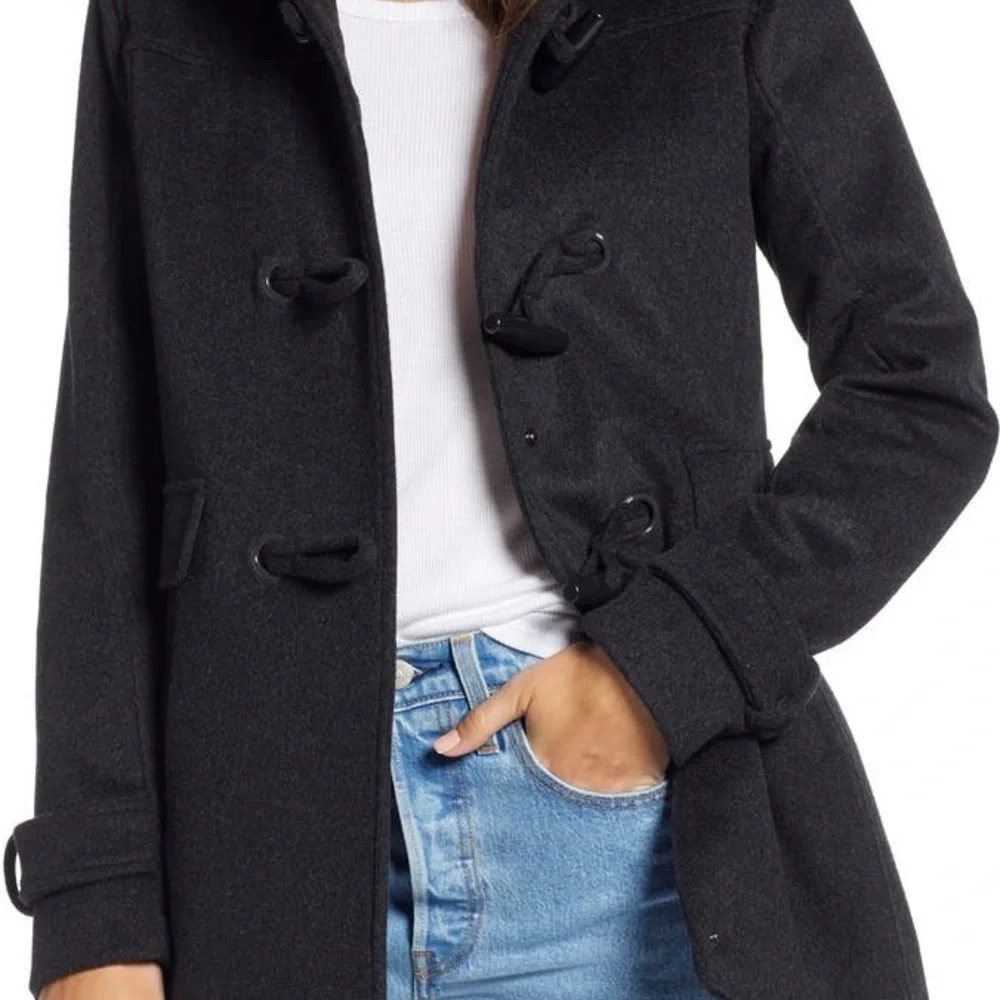 Pendleton Roslyn Charcoal Black Hooded Wool Toggle Coat